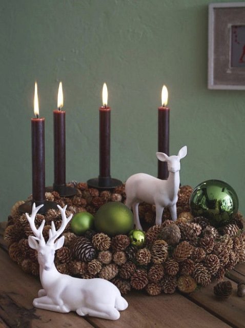 ideas y trucos para decorar la casa bricolaje : Decoración de Navidad con Piñas adornar mesa pinas Decoración de Navidad con Piñas
