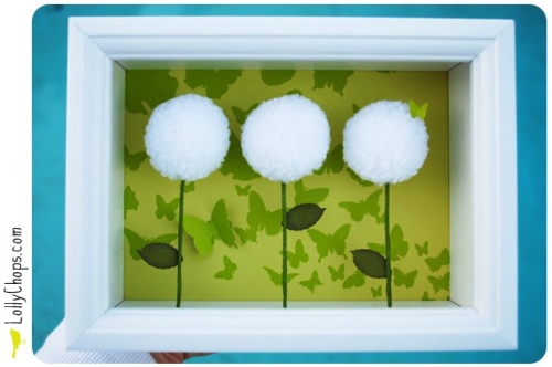 cuadro con pompones Cuadros con Flores de Pompón